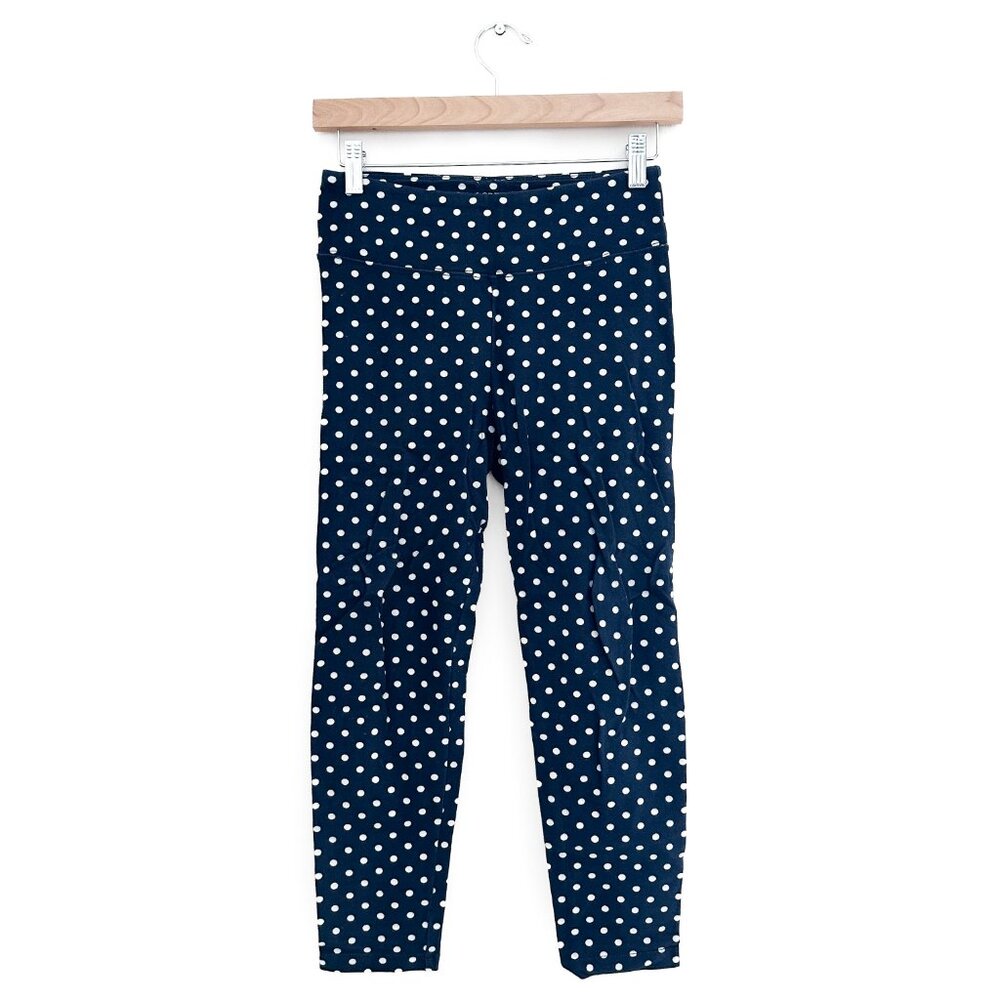 J Crew Polka Dot Pattern Legging - Cotton Pants - Navy Blue and White - Size XS